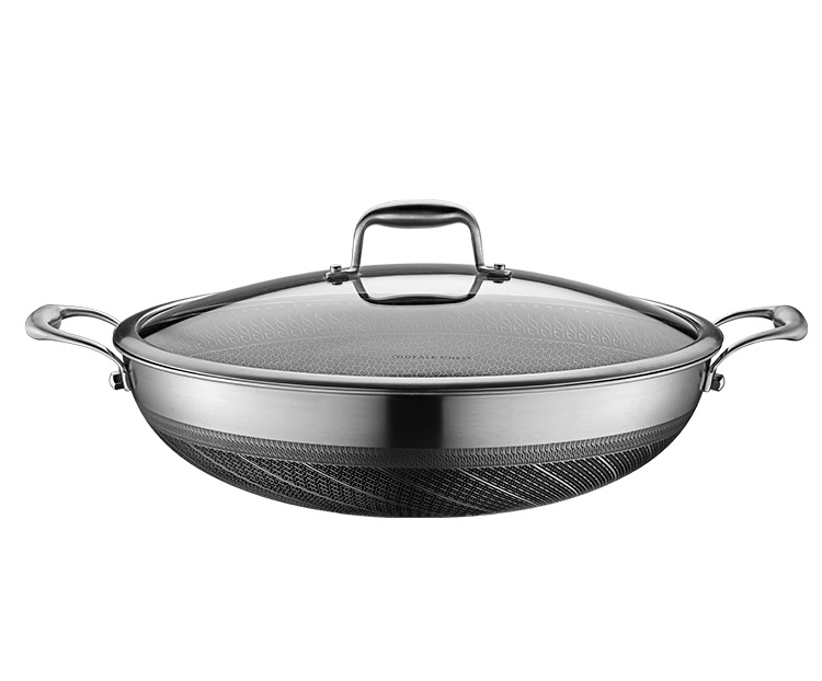 MIX 3Ply SUS316 Flat Bottom Wok with Glass Lid (IC90136A)